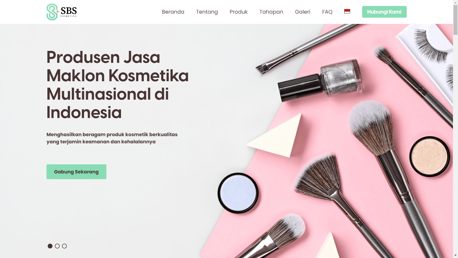 A company profile website, SBS Cosmetics is a multinational cosmetics contract manufacturer in Indonesia