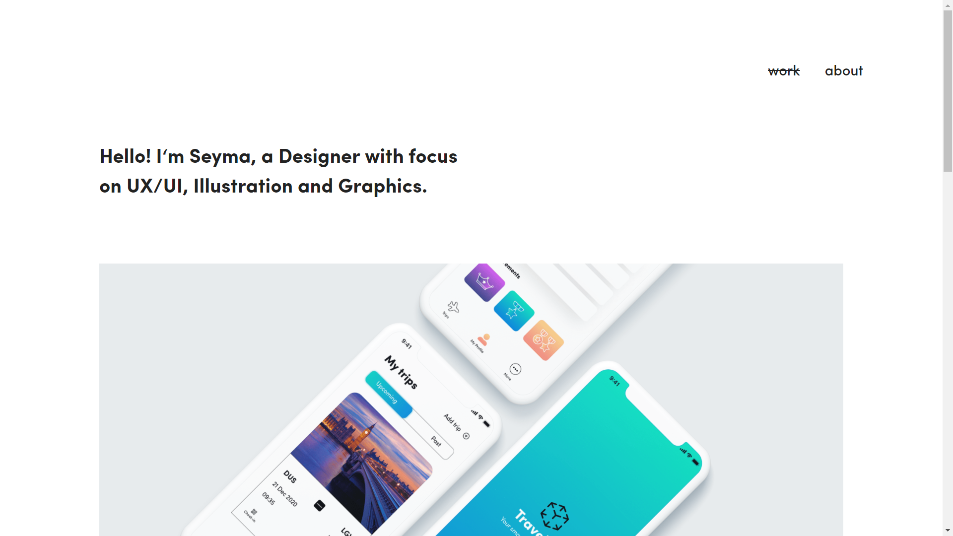 A personal portfolio site, Seyma is a talented UI/UX designer