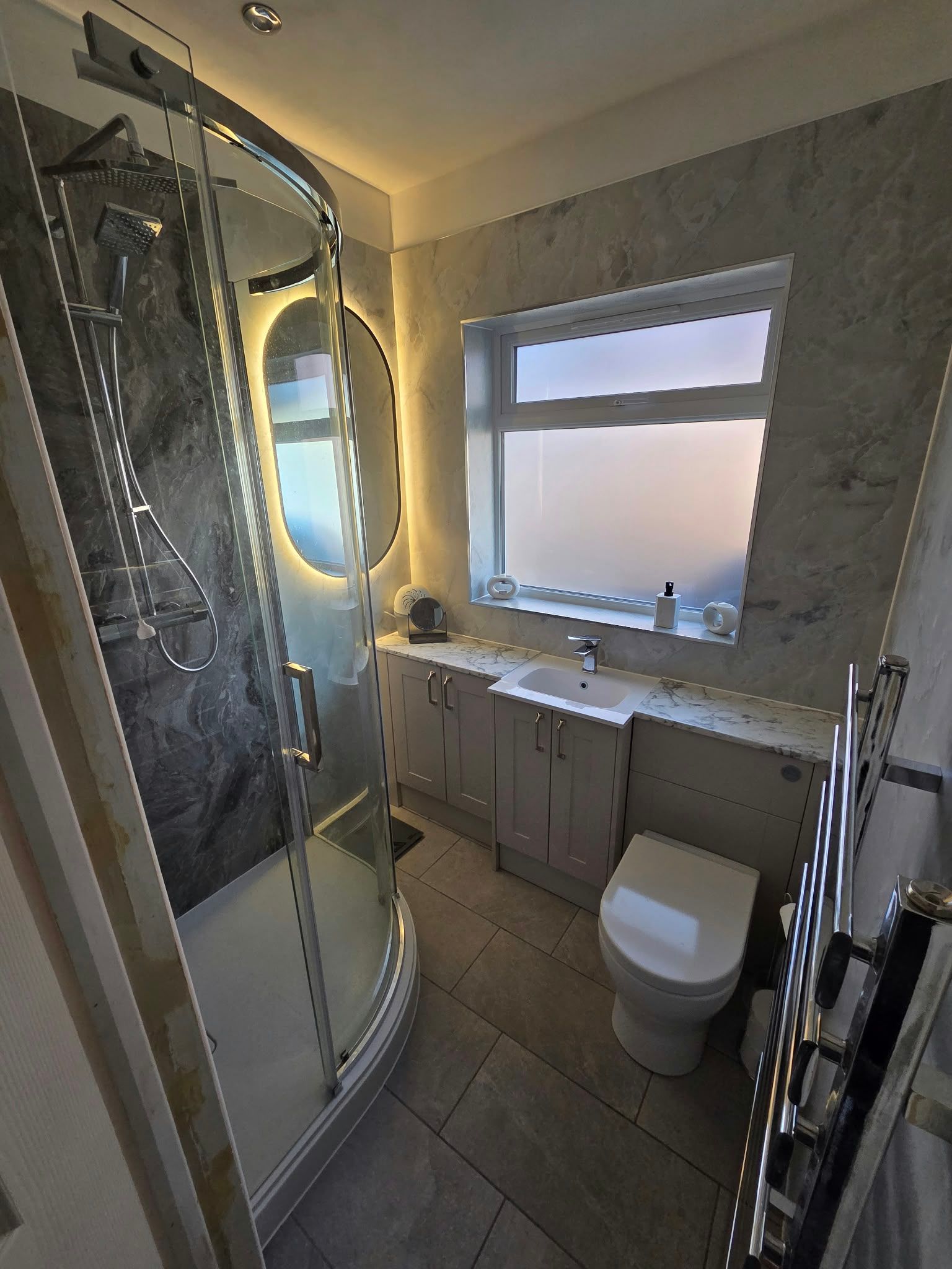 Bathroom with aqua panels, Leamington Spa