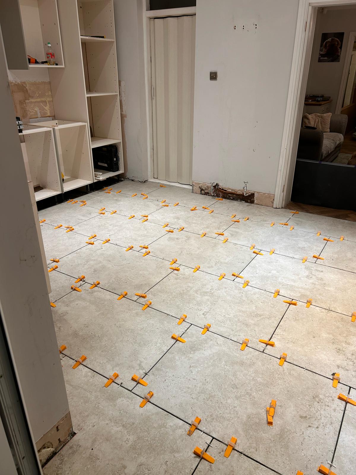 Light large-format floor tiles, Nuneaton