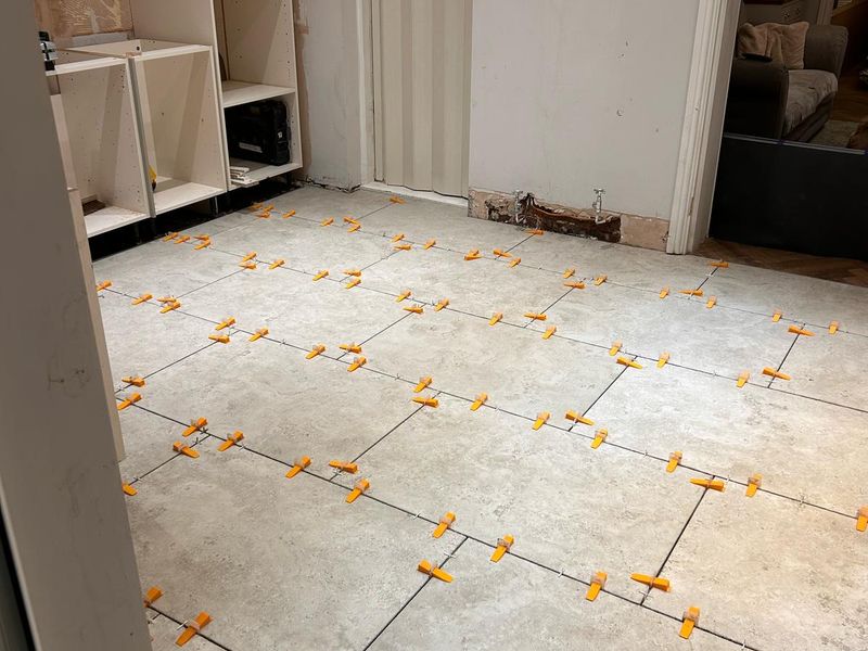 Light large-format floor tiles, Nuneaton