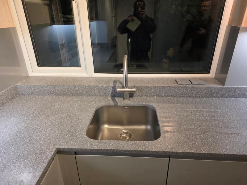 Minerva worktops with waterfall windowsill, Leamington Spa