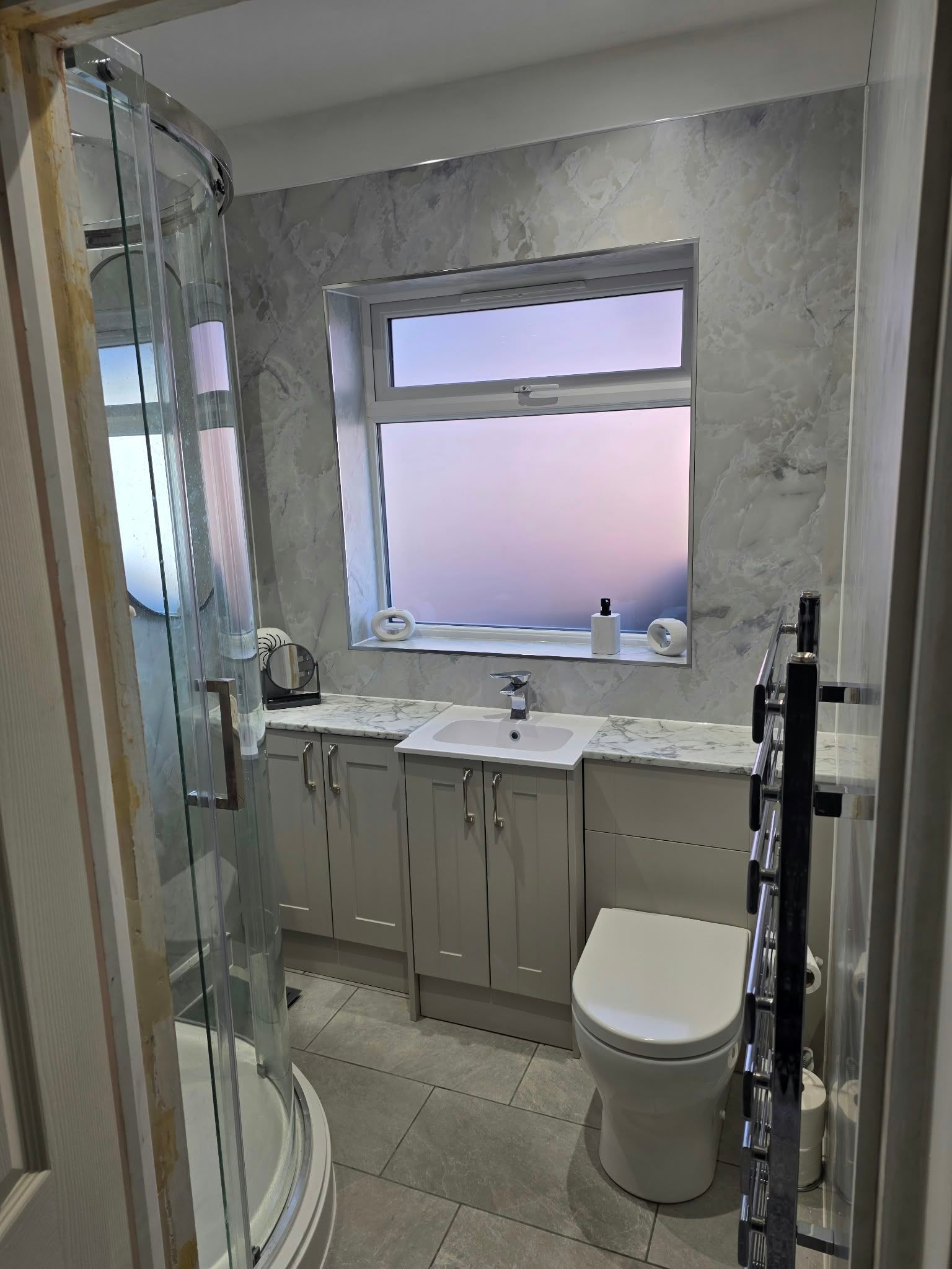 Bathroom with aqua panels, Leamington Spa