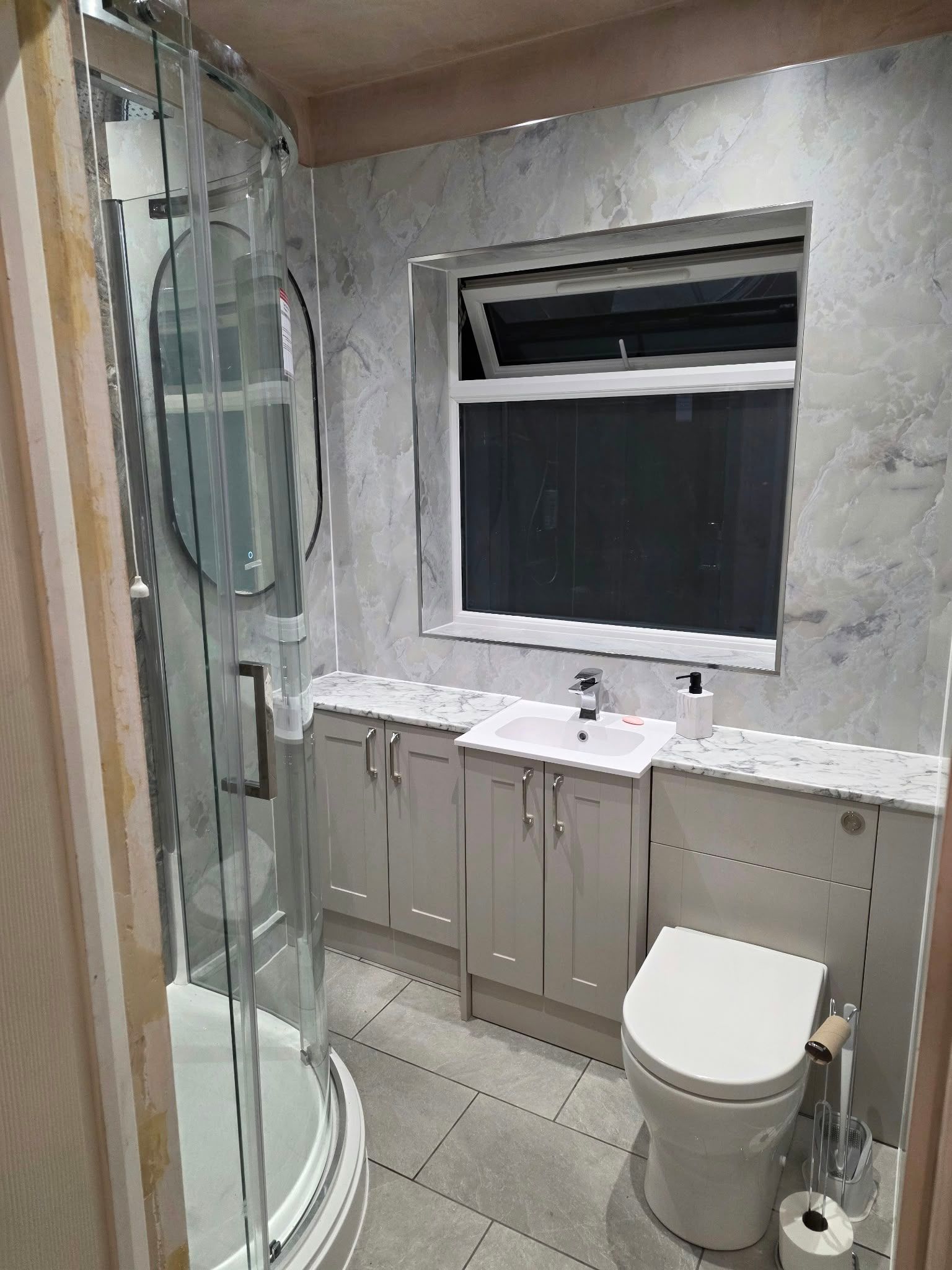 Bathroom with aqua panels, Leamington Spa