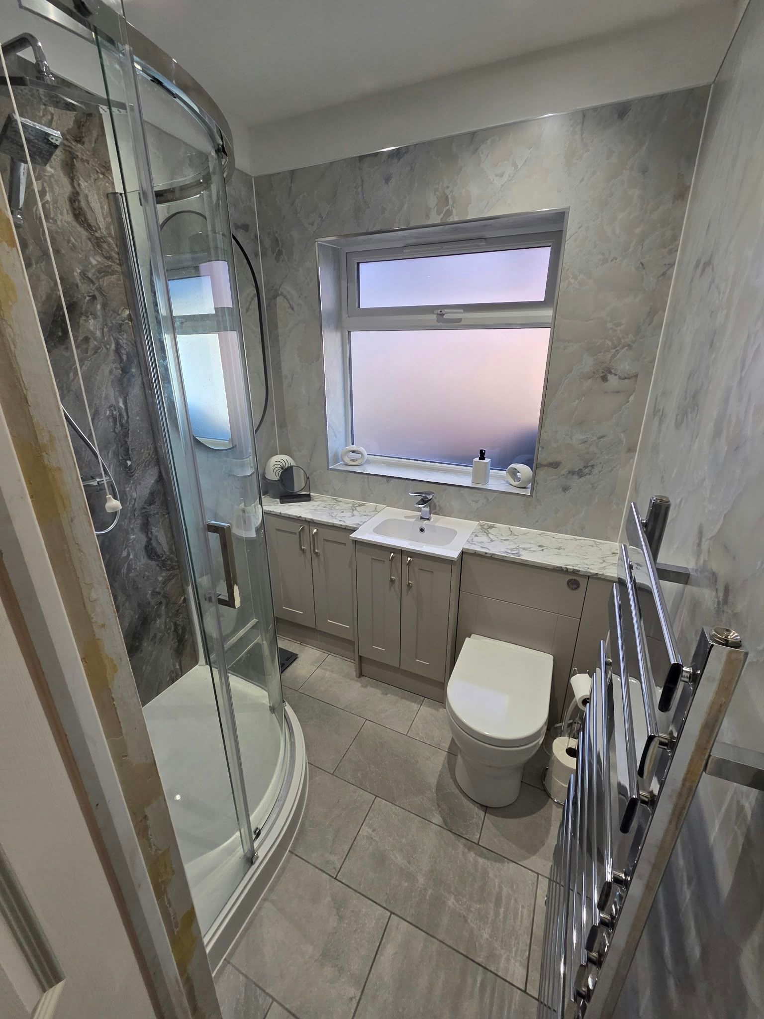 Bathroom with aqua panels, Leamington Spa