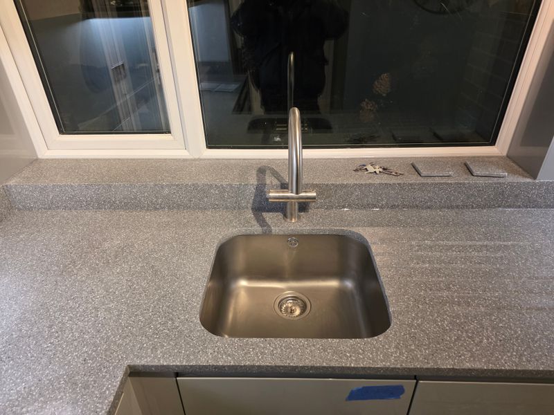 Minerva worktops with waterfall windowsill, Leamington Spa
