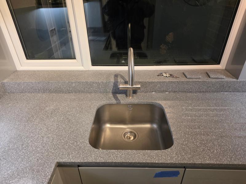 Minerva worktops with waterfall windowsill, Leamington Spa