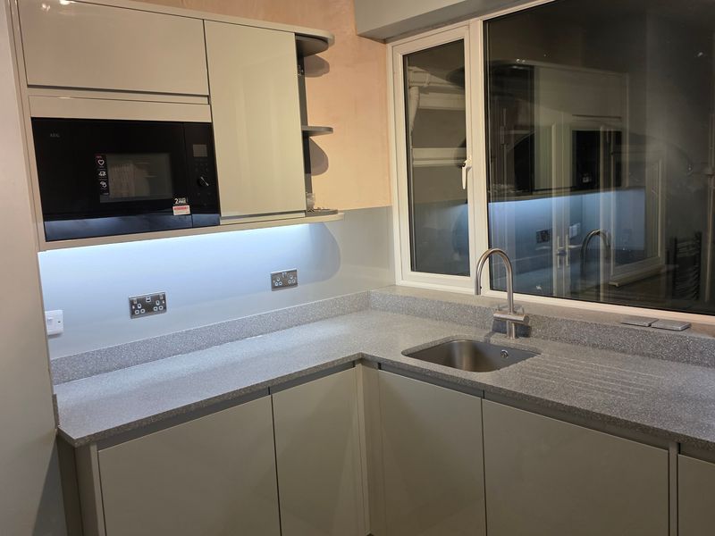 Minerva worktops with waterfall windowsill, Leamington Spa