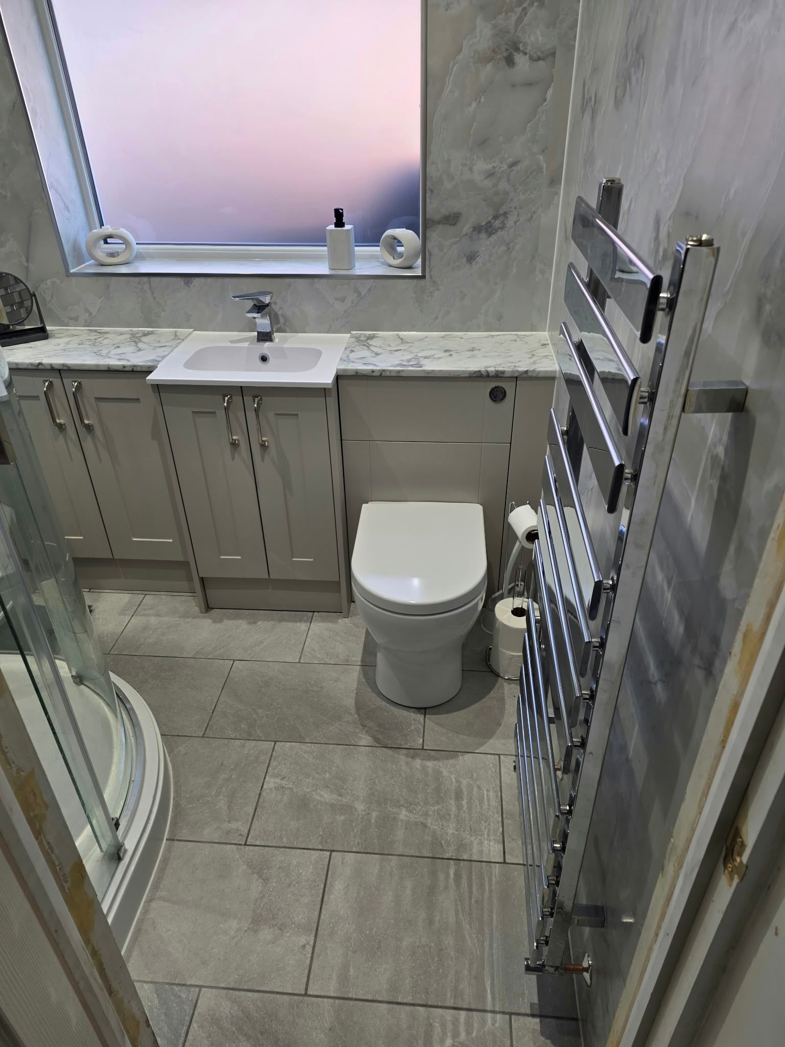 Bathroom with aqua panels, Leamington Spa