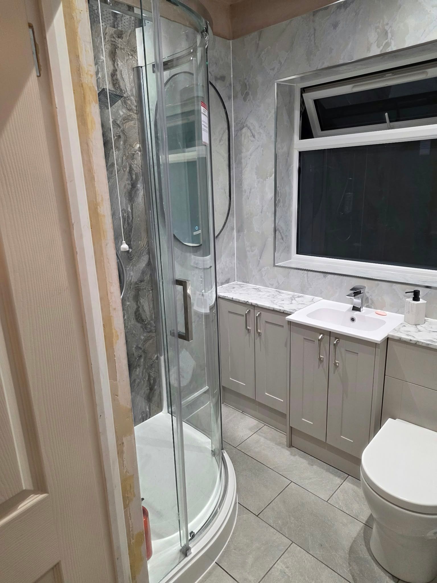 Bathroom with aqua panels, Leamington Spa