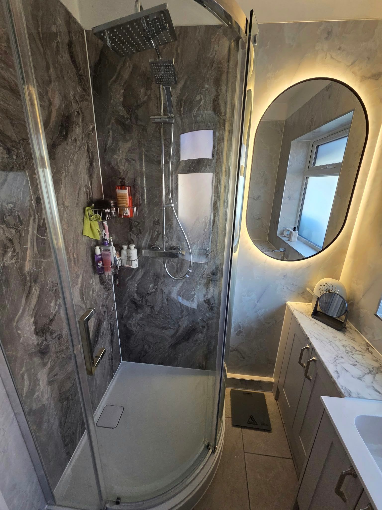 Bathroom with aqua panels, Leamington Spa