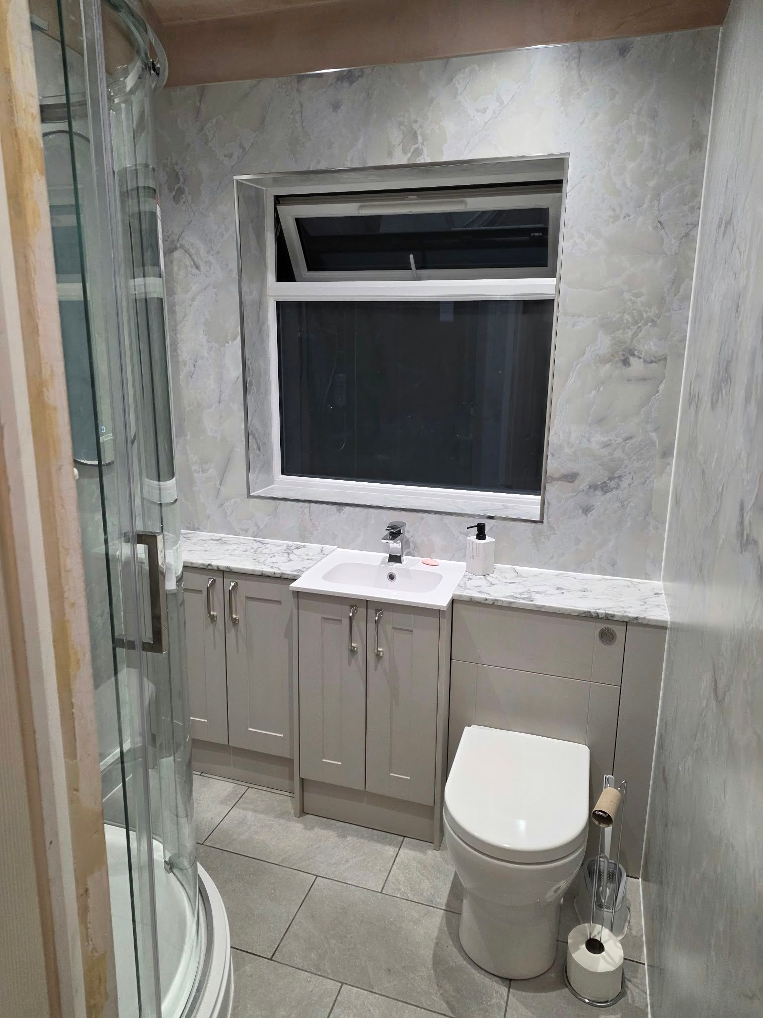 Bathroom with aqua panels, Leamington Spa