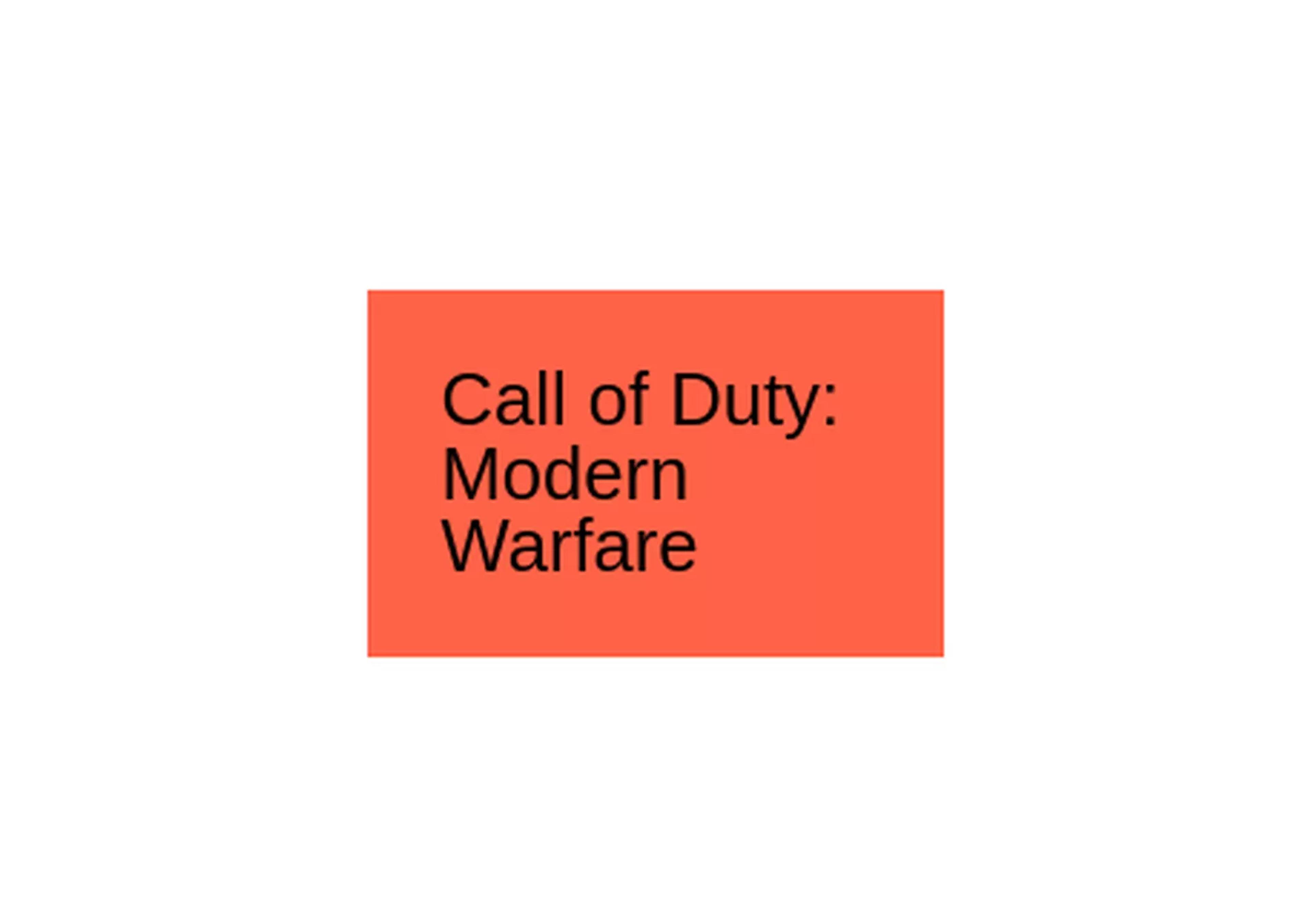 box with the text, Call of Duty: Modern Warfare