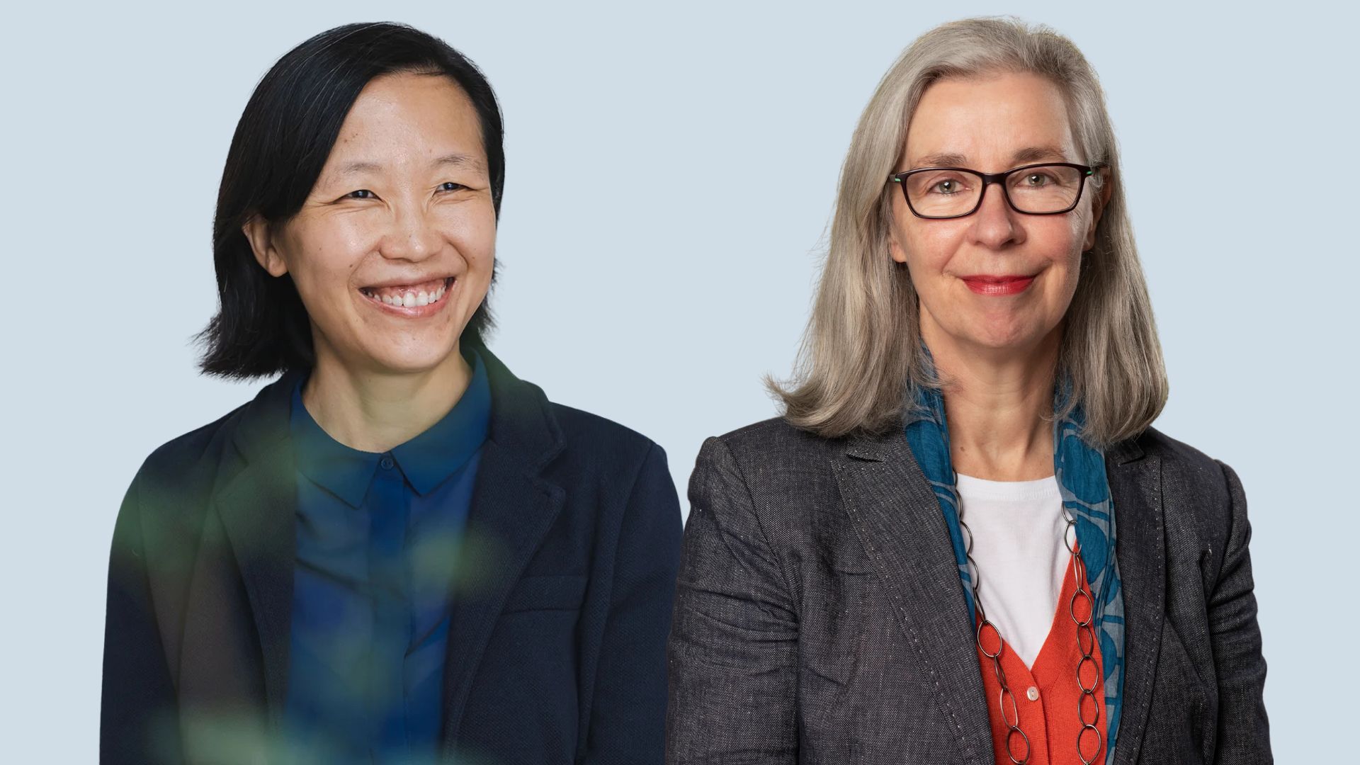 Dr Carol Yinghua Lu and Professor Claire Roberts, standing side by side, smiling.
