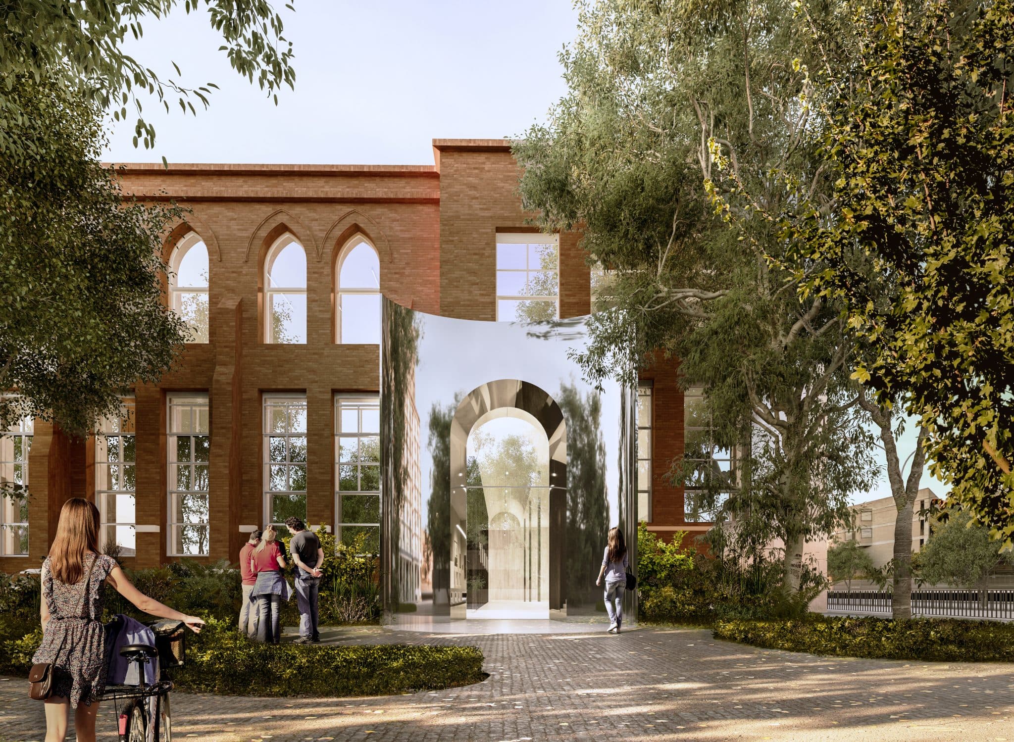 Exterior image of Potter Museum facade with people entering