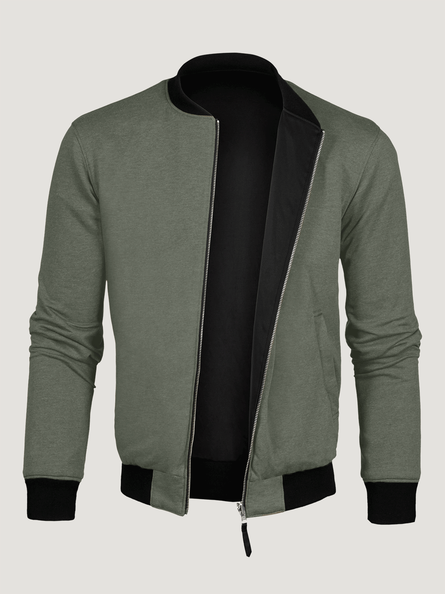 Men's Heathered Charcoal Wool Bomber Jacket