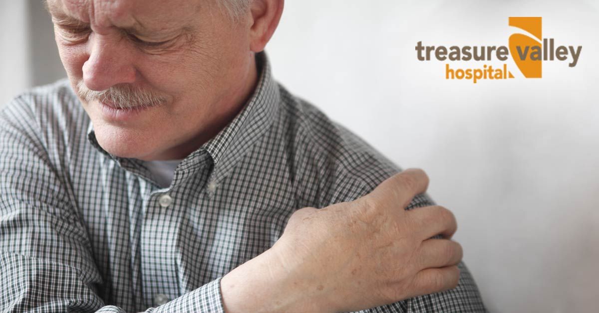 Old Man Holding his Shoulder in Pain | Treasure Valley Hospital