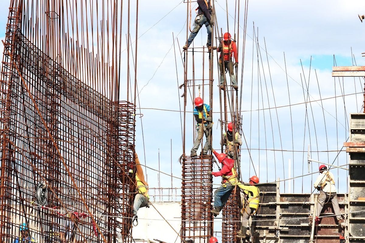 Construction safety training program with workers learning safety procedures
