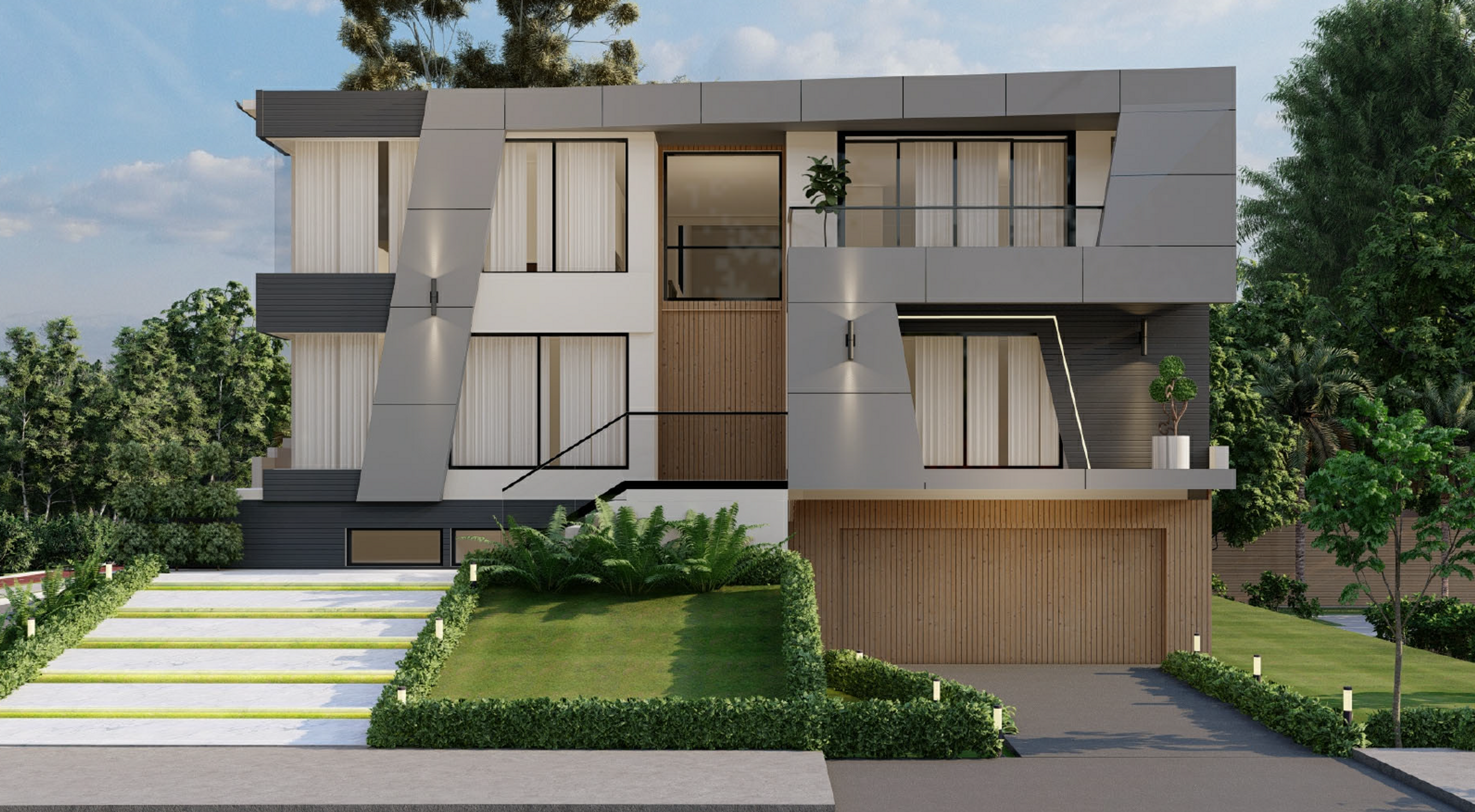 Dezire Homes build, three storey modern home with a striking facade