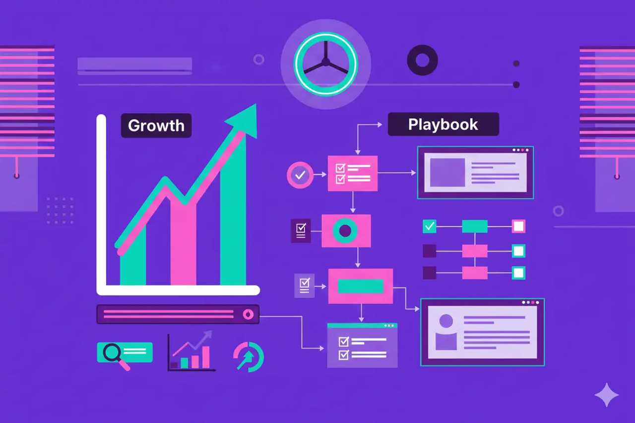 Illustration representing SEO Content Metrics: Growth Playbook with Checklists