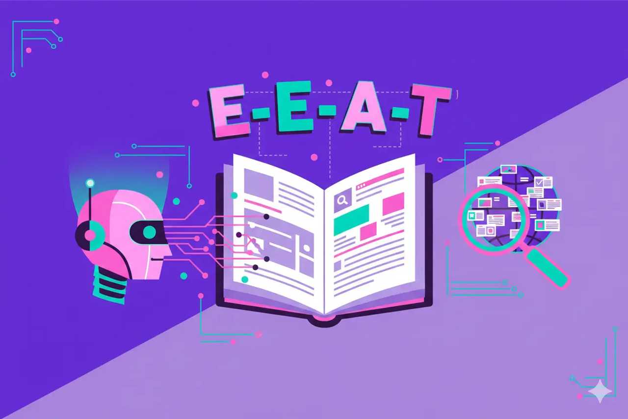 Illustration representing E‑e‑a‑t AI Content Prompts: Playbook for AI Search Teams