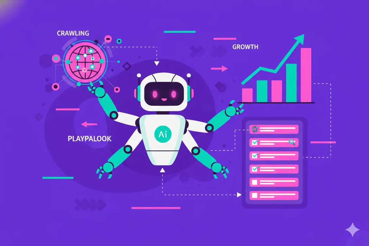 Illustration representing AI Crawler Analytics: Growth Playbook with Checklists