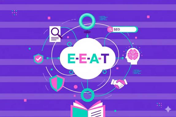 Diagram showing E‑E‑A‑T pillars—Experience, Expertise, Authoritativeness, Trust—linked to AI visibility