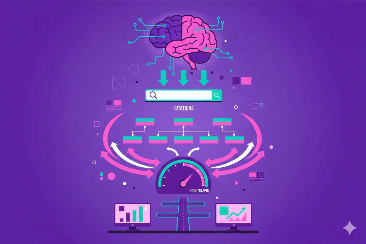 Illustration representing E E A T For AI Citations: Traffic Playbook for AI Search