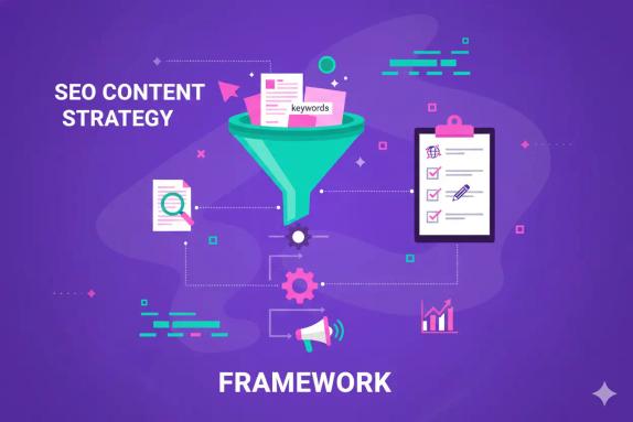 Illustration representing SEO Content Strategy Template: Framework & Checklist