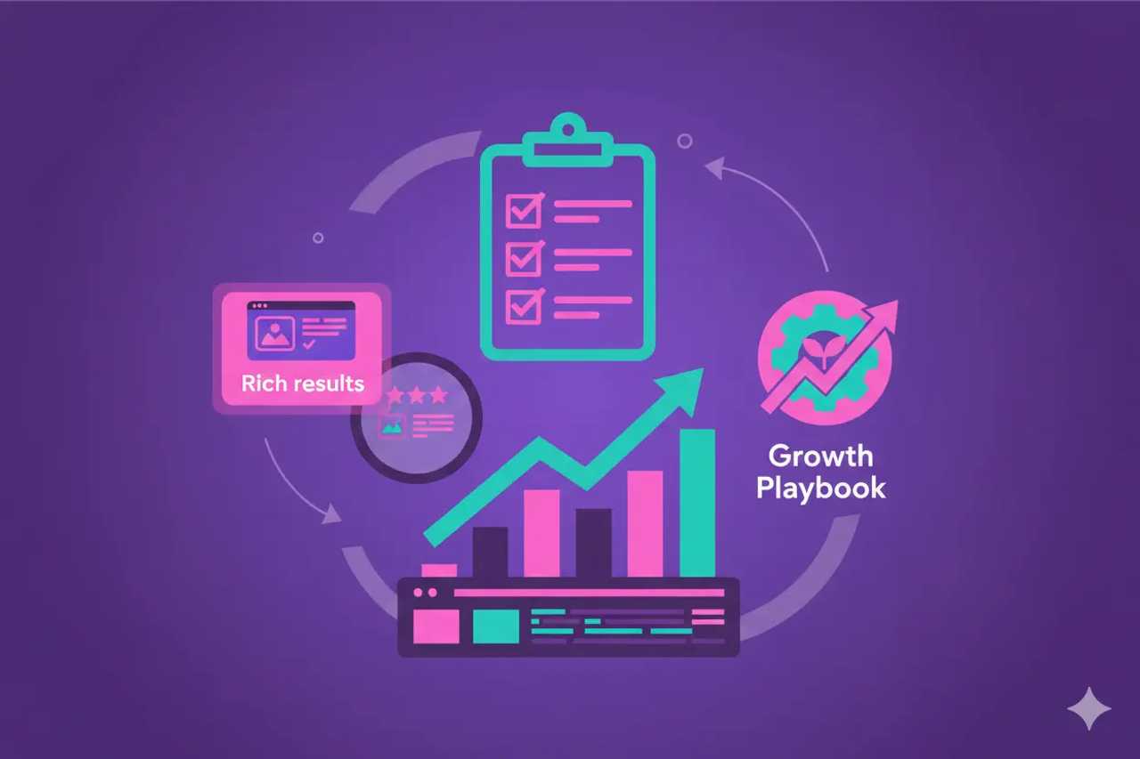 Illustration representing Rich Results Test: Growth Playbook with Checklists