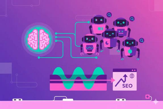 Illustration representing AI Content Agents For SEO: Playbook for AI Search Teams