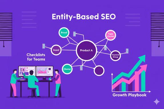 Illustration representing Entity Based SEO: Growth Playbook with Checklists for Teams