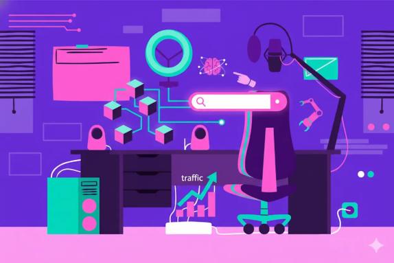 Illustration representing Json Ld Structured Data: Traffic Playbook for AI Search