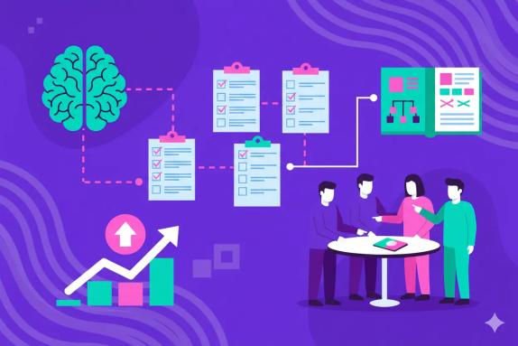 Illustration representing AISO Workflow: Growth Playbook with Checklists for Teams