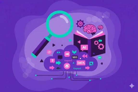 Illustration representing Keyword Research For Content: Playbook for AI Search Teams