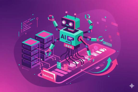 Illustration representing AI Crawler Robots.txt: Growth Playbook with Checklists