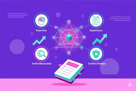 Illustration representing AI Overviews E E A T: Growth Playbook with Checklists