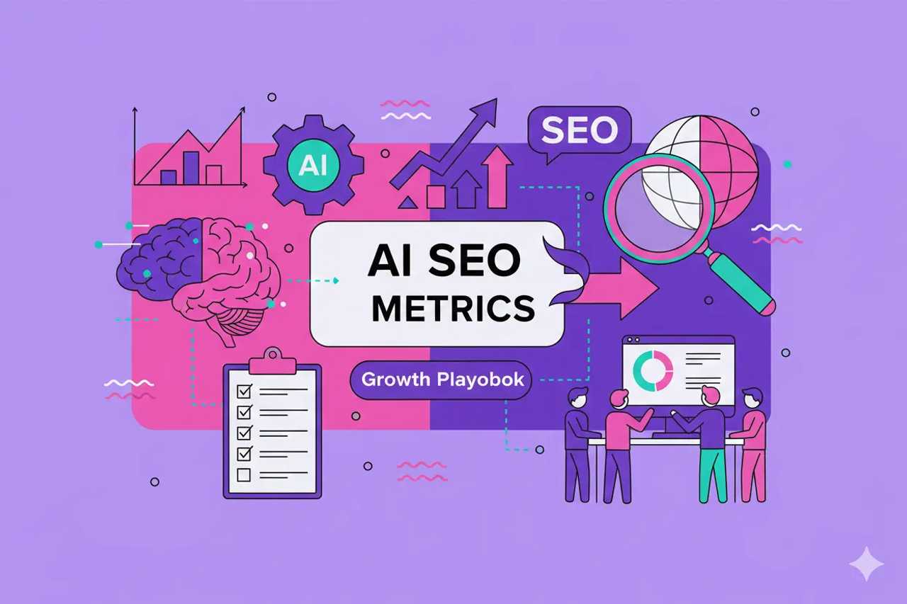 Illustration representing AI SEO Metrics: Growth Playbook with Checklists for Teams