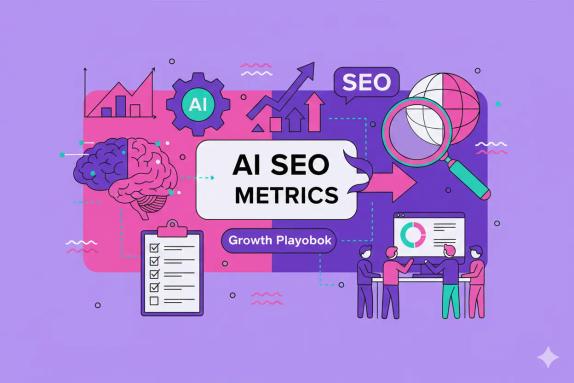 Illustration representing AI SEO Metrics: Growth Playbook with Checklists for Teams