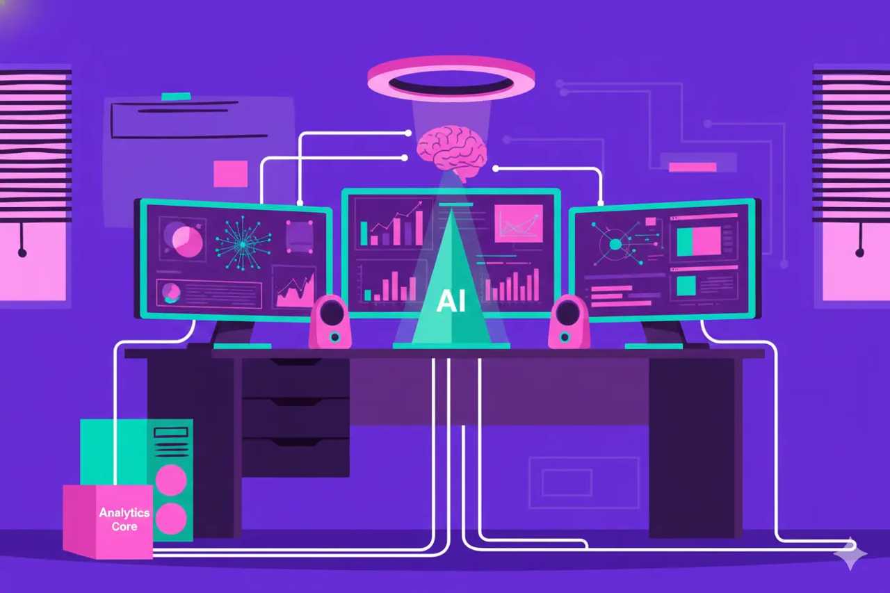 Illustration representing AI Search Traffic Analytics: Playbook for AI Search Teams