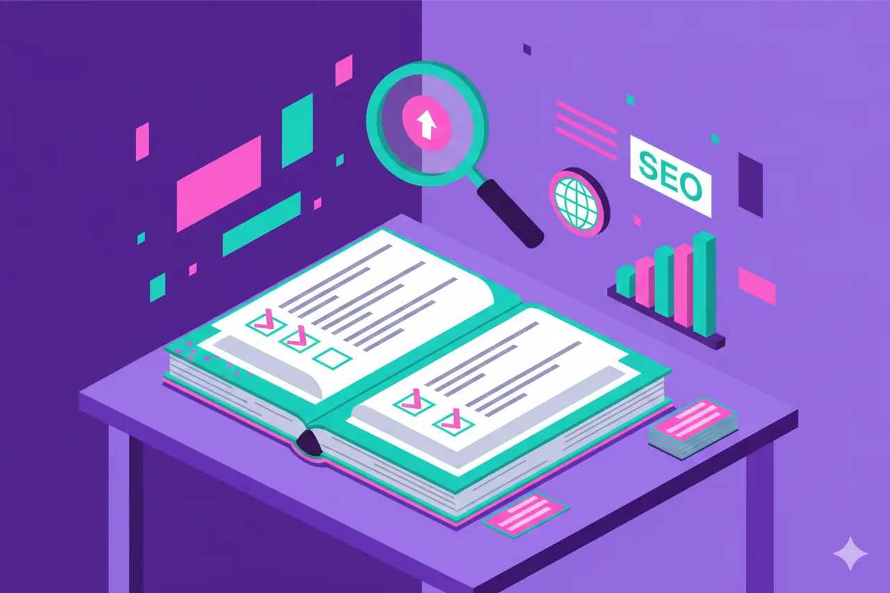 Illustration representing On Page SEO Checklist: Growth Playbook with Checklists