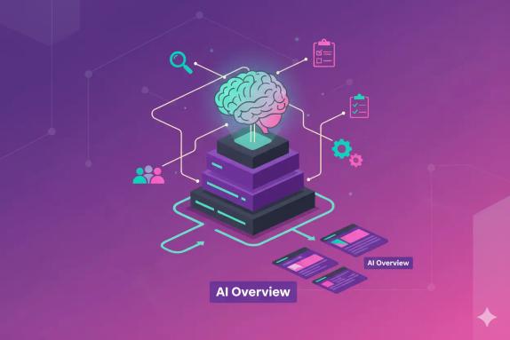 Illustration representing Google AI Overviews Ranking Factors: Playbook for Teams