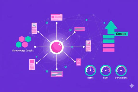 Illustration of an entity‑led semantic SEO strategy and KPIs