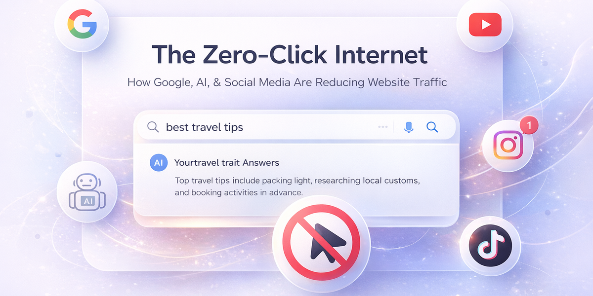 🚫 Zero-Click Internet: How Google, AI Answers, and Social Platforms Are Redefining Website Traffic in 2026
