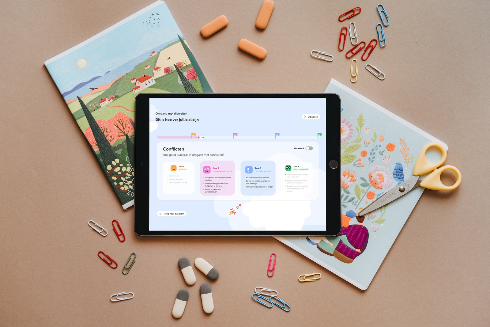 Ipad met daarop de kleine grote denkers app