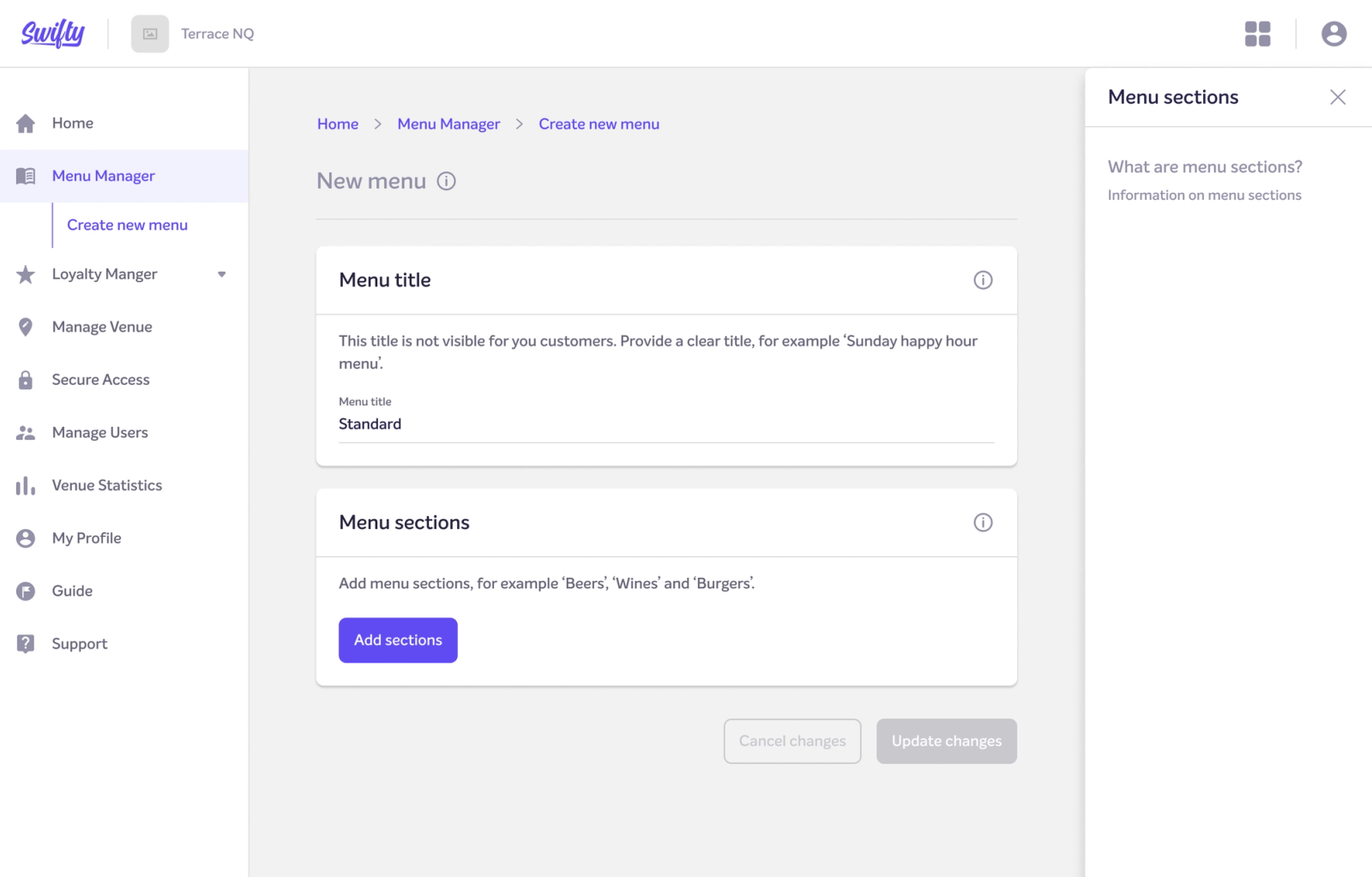 Het creëeren van een menu