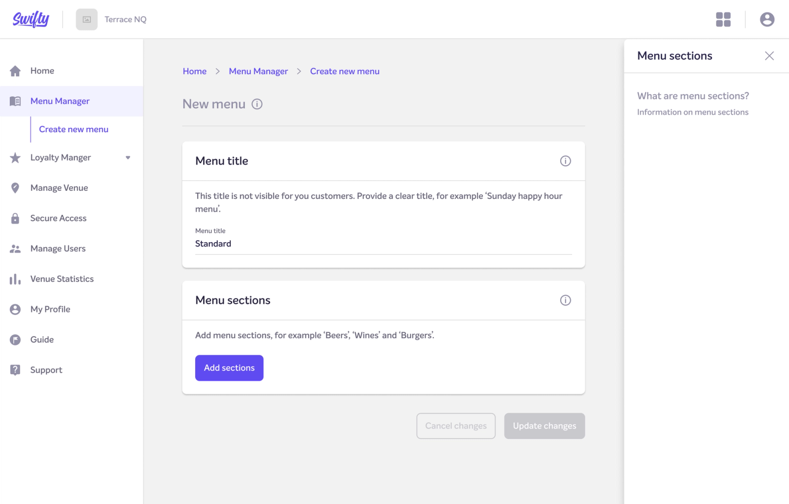 Het creëeren van een menu