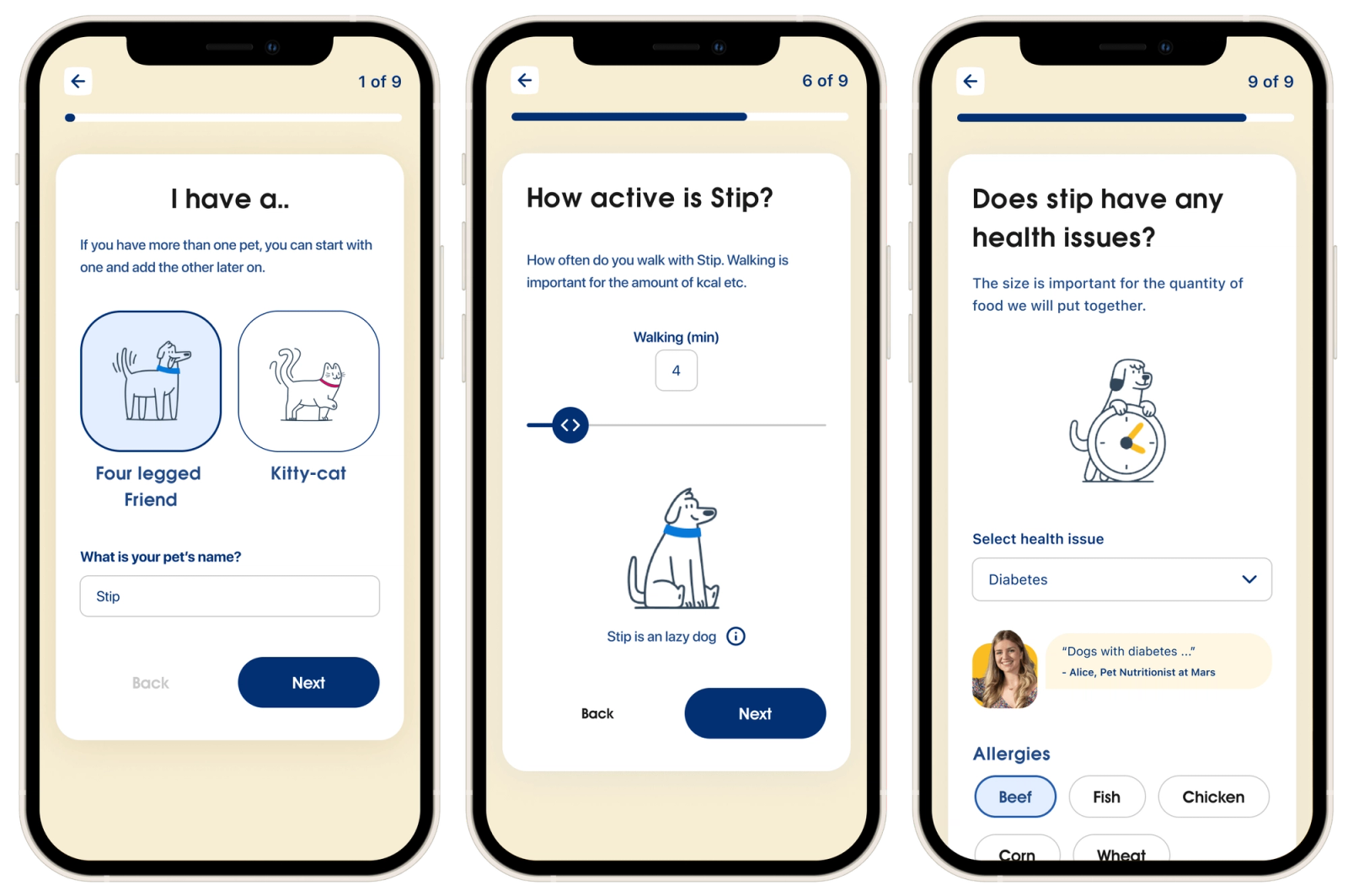 Ontwerpen van de my perfect fit app op mobiel