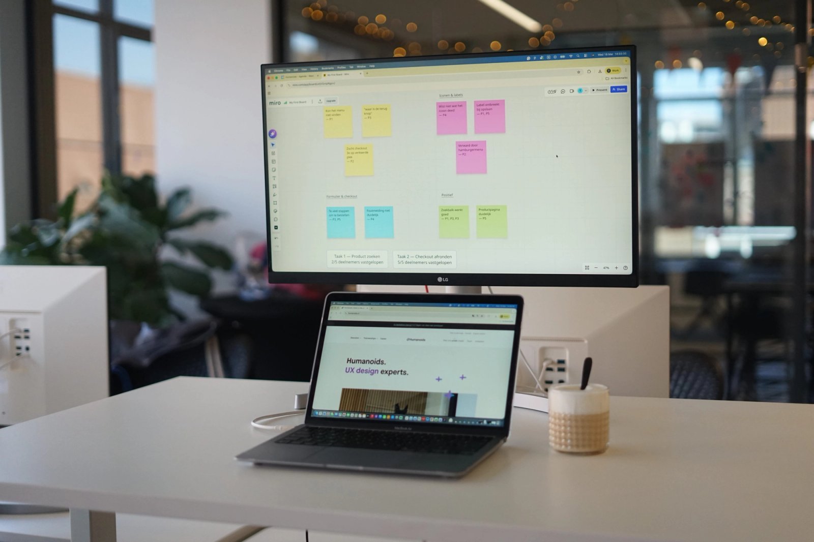 Miro board on computer screen in the Humanoids office.