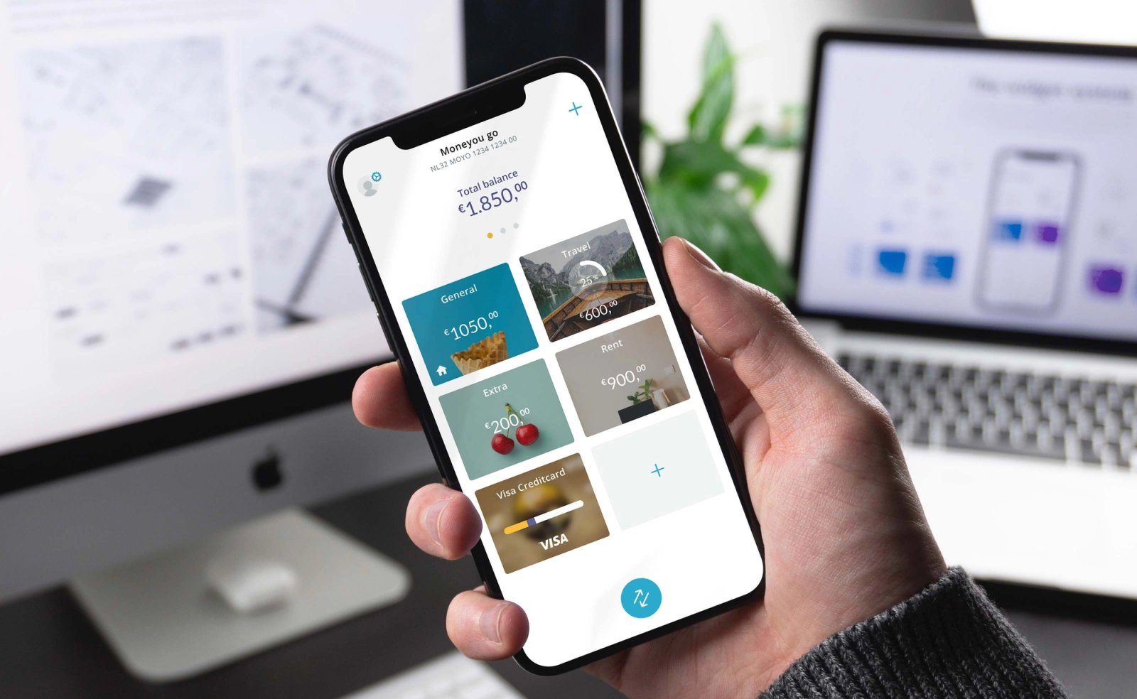 Cellphone with the moneyou app